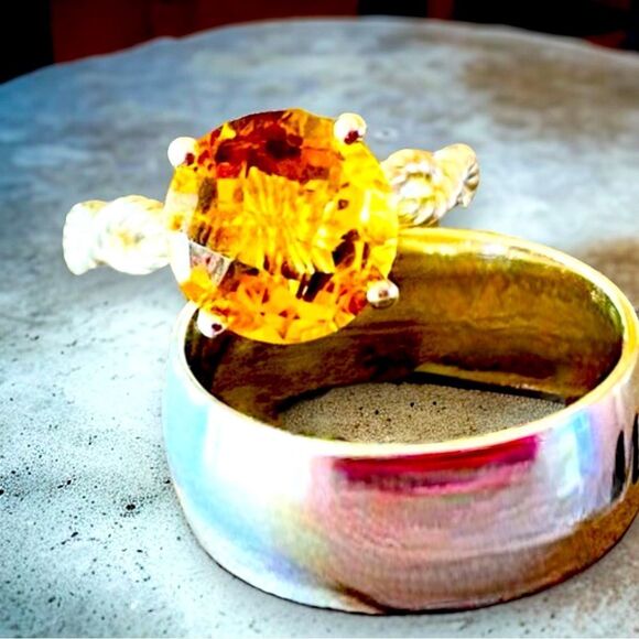 NEW Artisan Honey Citrine Braided Silver Ring - Picture 1 of 3